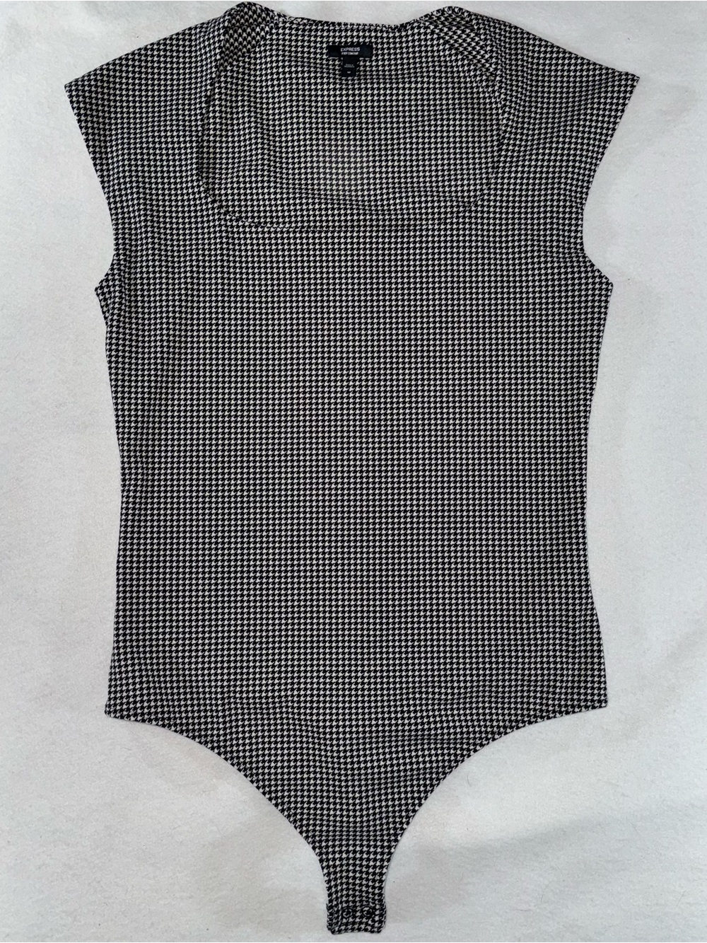 Houndstooth Bodysuit business casual classic heritage stretch bodycon fall M